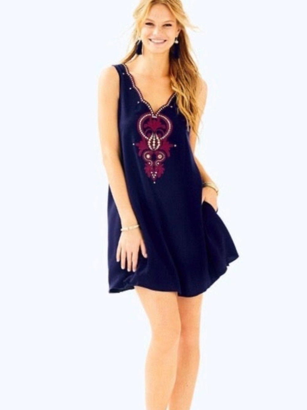NWT!! Lilly Pulitzer Owen Dress Navy Blue Trapeze Swing Shift Size M MSRP $248